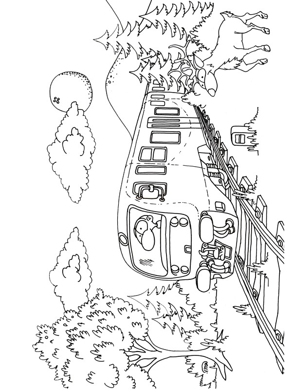 coloring page Train in the mountains coloring page Train in the mountains