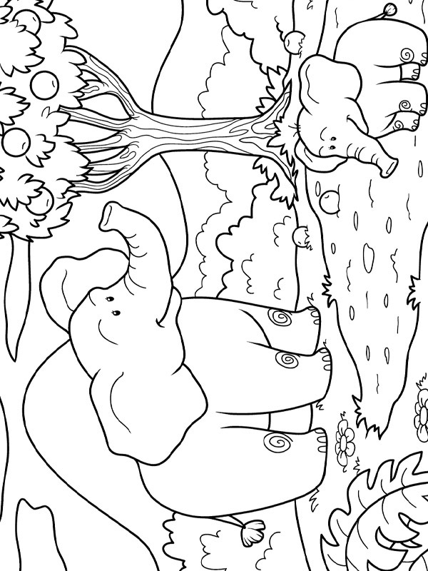 Two elephants Coloring Page | 1001coloring.com