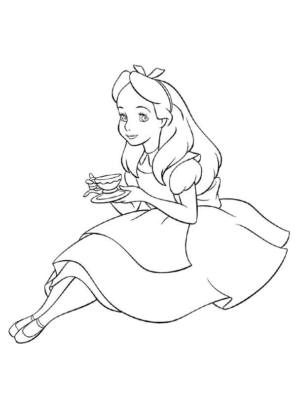 coloring page Alice drinks tea coloring page Alice drinks tea