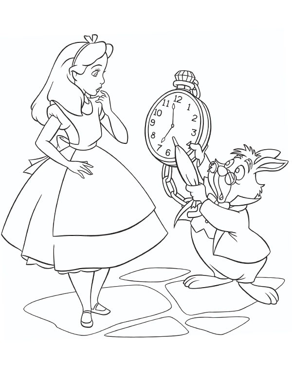 coloring page Alice and the white rabbit coloring page Alice and the white rabbit