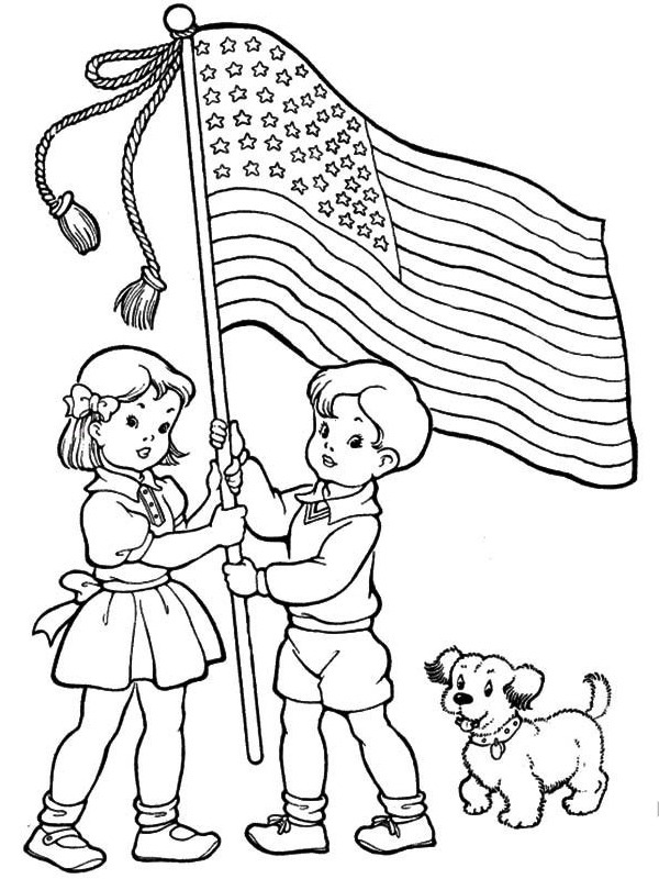 coloring page Hold up the american flag coloring page Hold up the american flag