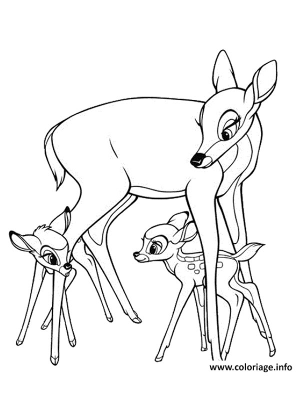 coloring page Bambi with his mom and Faline coloring page Bambi with his mom and Faline