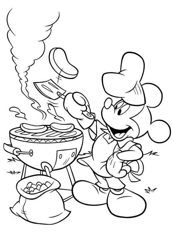 coloring page BBQ with mickey Mouse coloring page BBQ with mickey Mouse