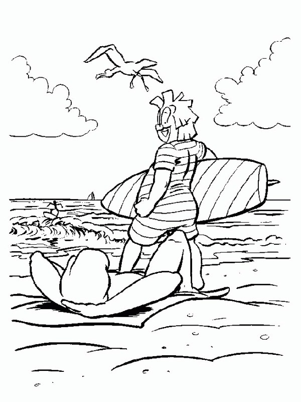 coloring page Clown on the beach coloring page Clown on the beach