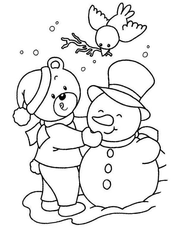 coloring page Bear makes a snowman coloring page Bear makes a snowman