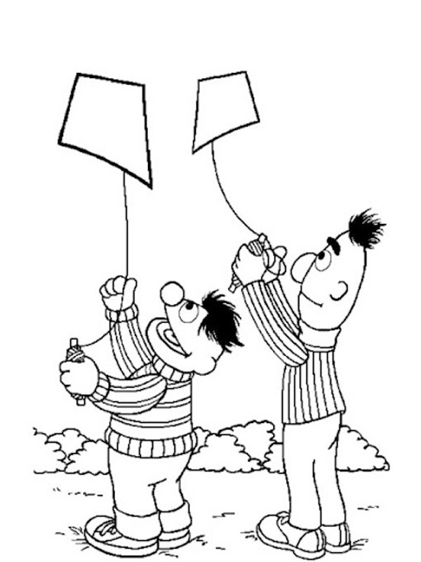 coloring page Bert and Ernie with kite coloring page Bert and Ernie with kite
