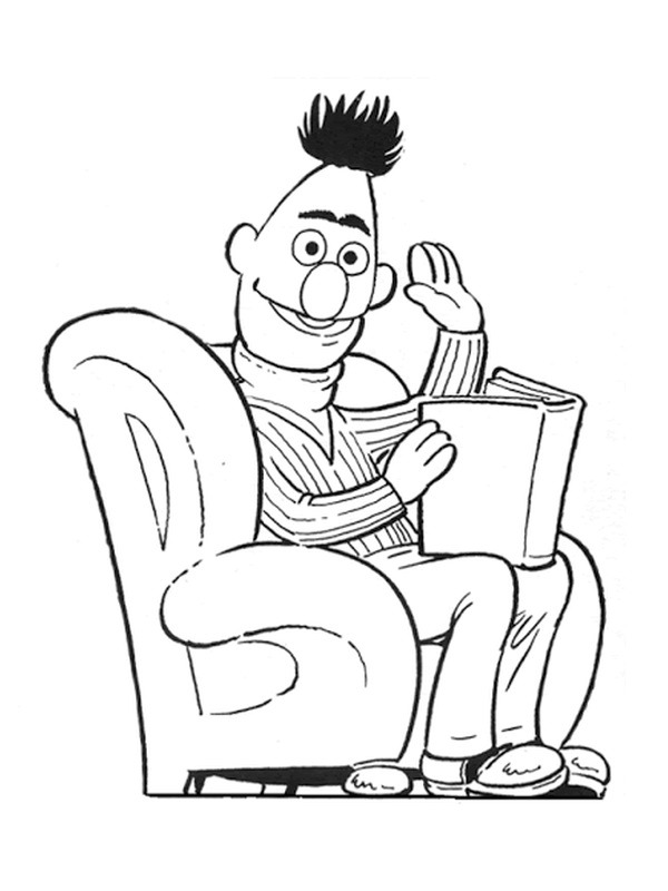 coloring page Bert is reading a book coloring page Bert is reading a book