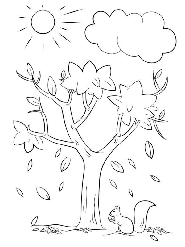 coloring page Fall leaves falling from trees coloring page Fall leaves falling from trees