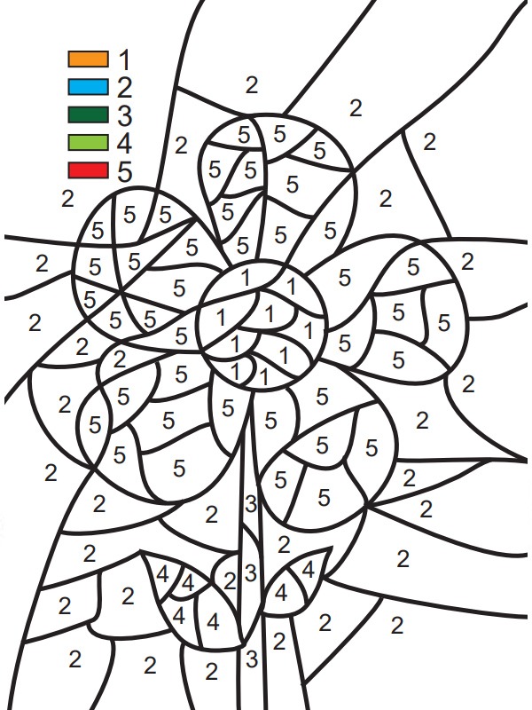coloring page Draw flower on number coloring page Draw flower on number