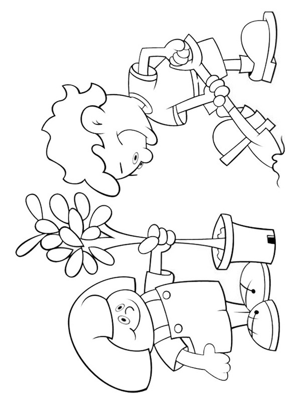 coloring page Putting plants into the ground coloring page Putting plants into the ground