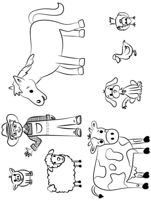 coloring page Farmer and his animals coloring page Farmer and his animals