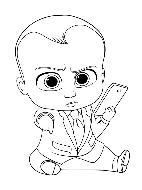 coloring page Boss baby with cellphone coloring page Boss baby with cellphone
