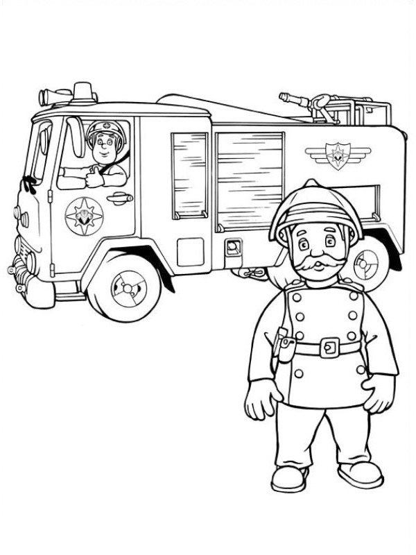 coloring page Fireman Sam and Station Officer Steele coloring page Fireman Sam and Station Officer Steele