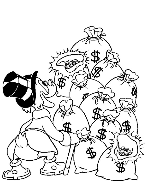 coloring page Scrooge McDuck and his money coloring page Scrooge McDuck and his money