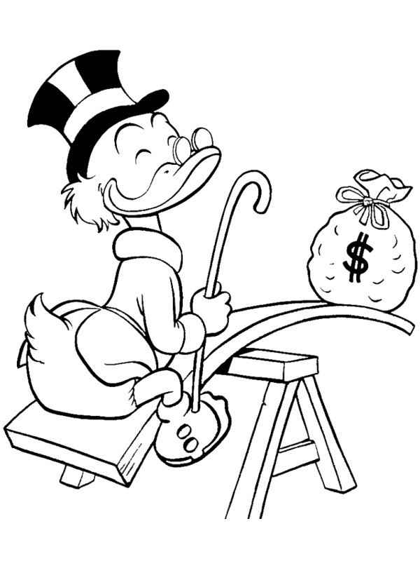 coloring page Scrooge McDuck with money coloring page Scrooge McDuck with money