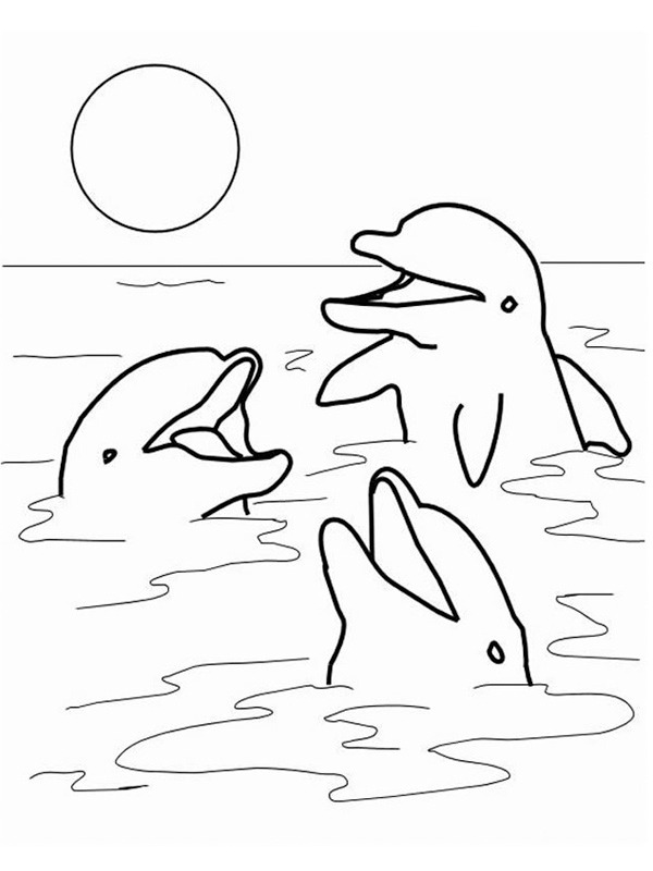 coloring page Dolphines in the ocean coloring page Dolphines in the ocean