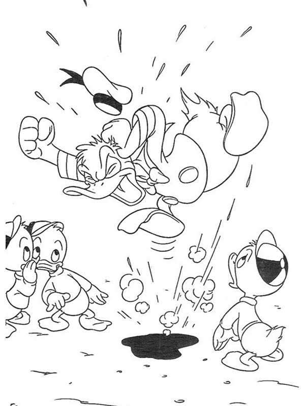 coloring page Donald Duck angry at Huey, Dewey, and Louie coloring page Donald Duck angry at Huey, Dewey, and Louie