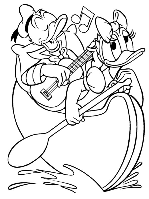 coloring page Donald and Daisy Duck in a canoe coloring page Donald and Daisy Duck in a canoe