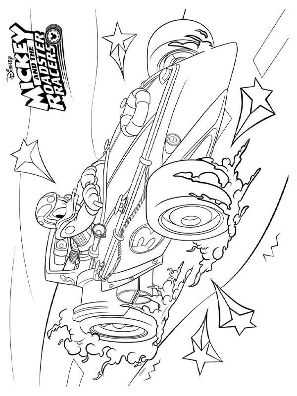 coloring page Donald Duck in a race car coloring page Donald Duck in a race car
