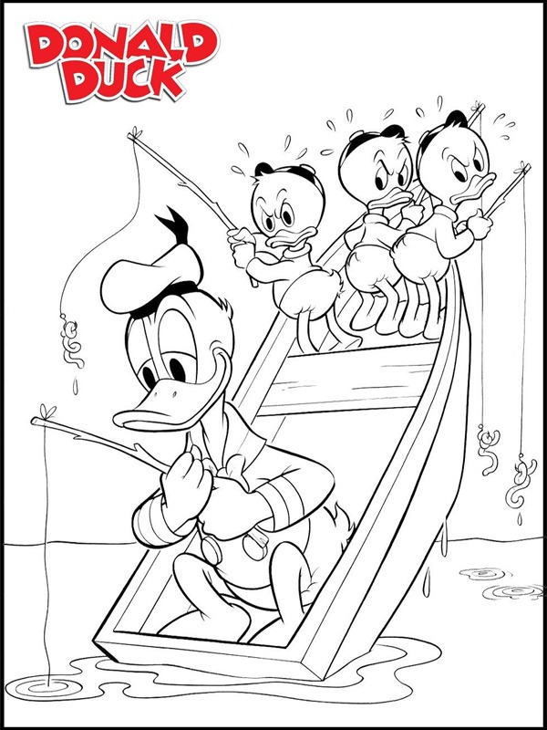 coloring page Huey Dewey and Louie fishing coloring page Huey Dewey and Louie fishing