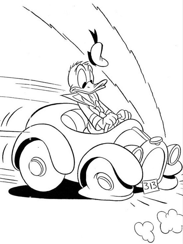 Donald Duck brakes with car Donald Duck brakes with car