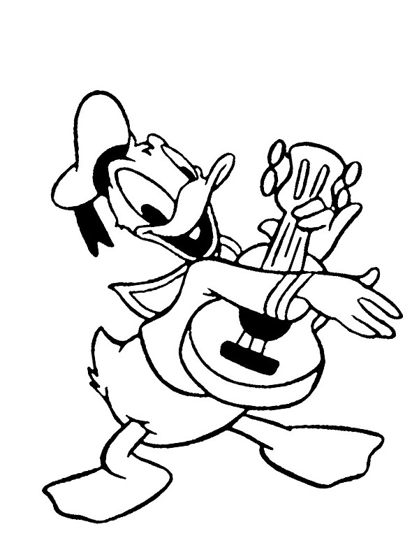 coloring page Donald Duck playing guitar coloring page Donald Duck playing guitar