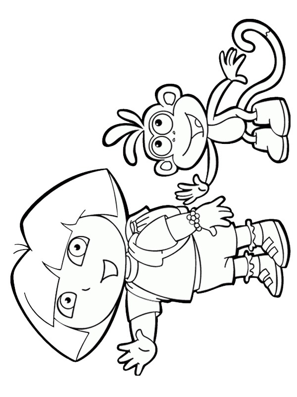 coloring page Dora and monkey coloring page Dora and monkey