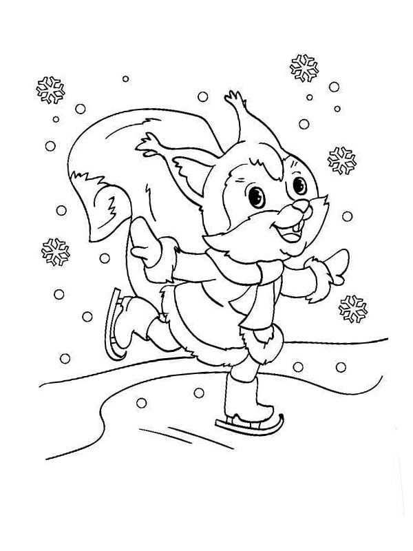 coloring page Ice Skating squirrel coloring page Ice Skating squirrel