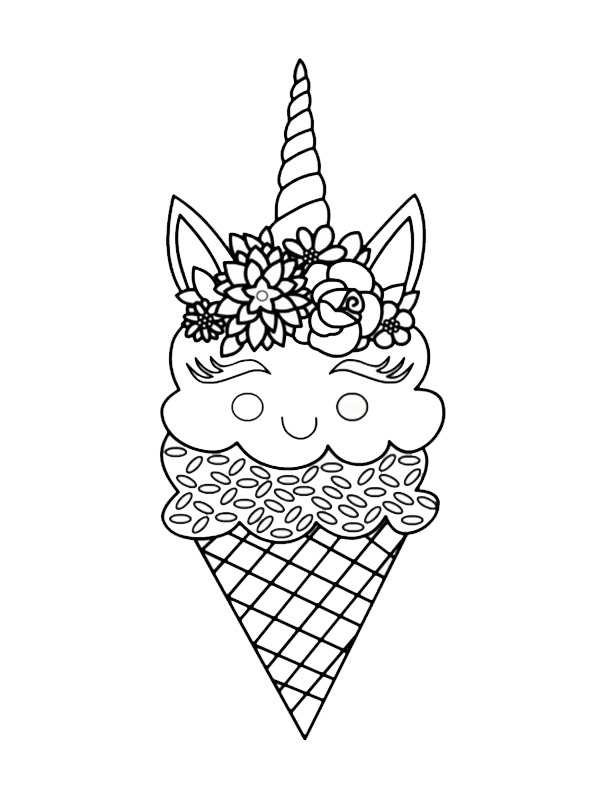 Unicorn Ice Cream Coloring Page | 1001coloring.com