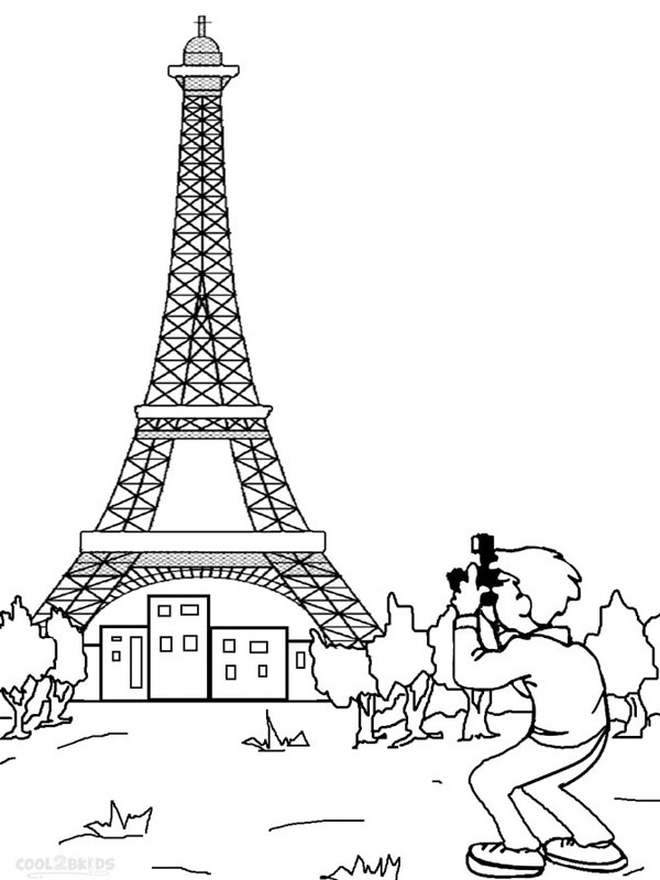 coloring page taking picture of Eiffeltower coloring page taking picture of Eiffeltower
