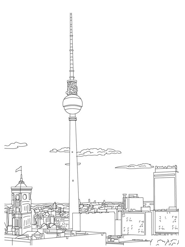 Download Fernsehturm Berlin color page | 1001coloring.com