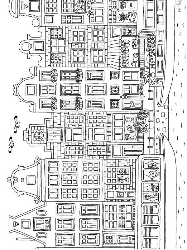 coloring page Canal houses amsterdam coloring page Canal houses amsterdam