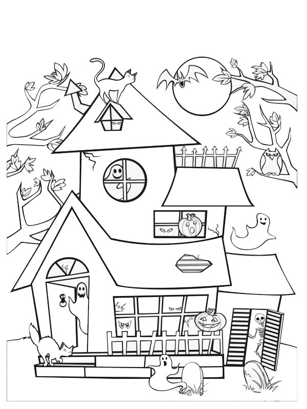 Haunted House Coloring Page 1001coloring Com