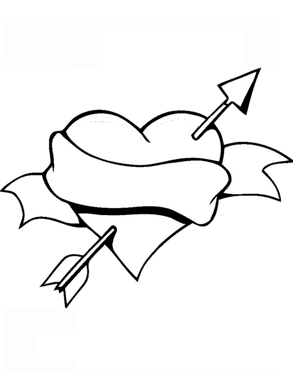coloring page Heart with Cupid arrow coloring page Heart with Cupid arrow