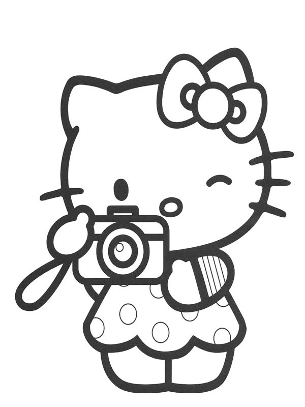 coloring page Hello Kitty taking a picture coloring page Hello Kitty taking a picture