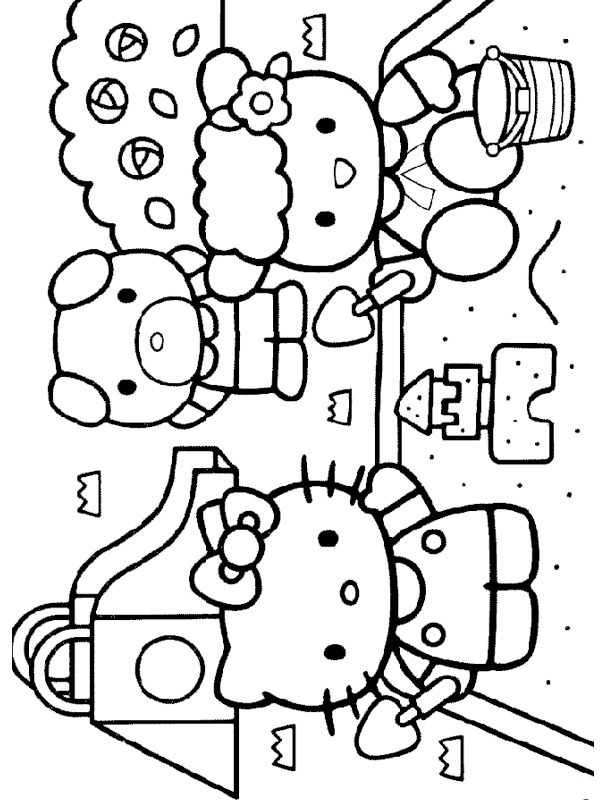 coloring page Hello Kitty in the sand box coloring page Hello Kitty in the sand box