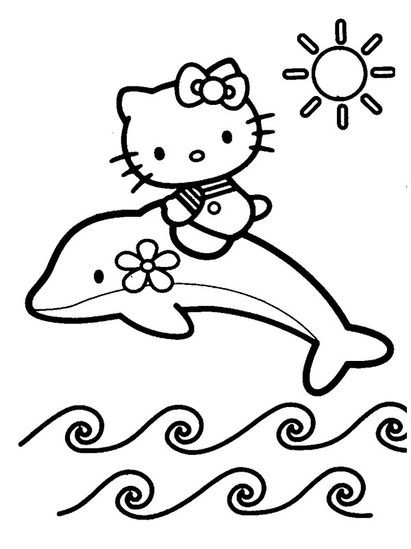 coloring page Hello Kitty on a dolphin coloring page Hello Kitty on a dolphin