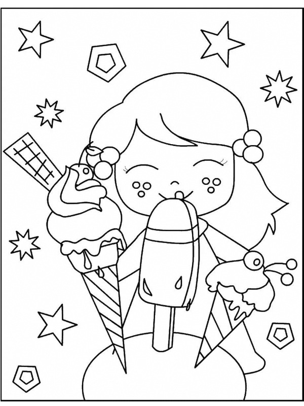 Eating icecream Colouring page
