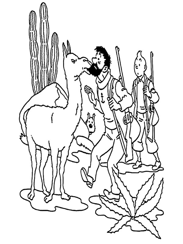 coloring page Captain Haddock and Snowy coloring page Captain Haddock and Snowy