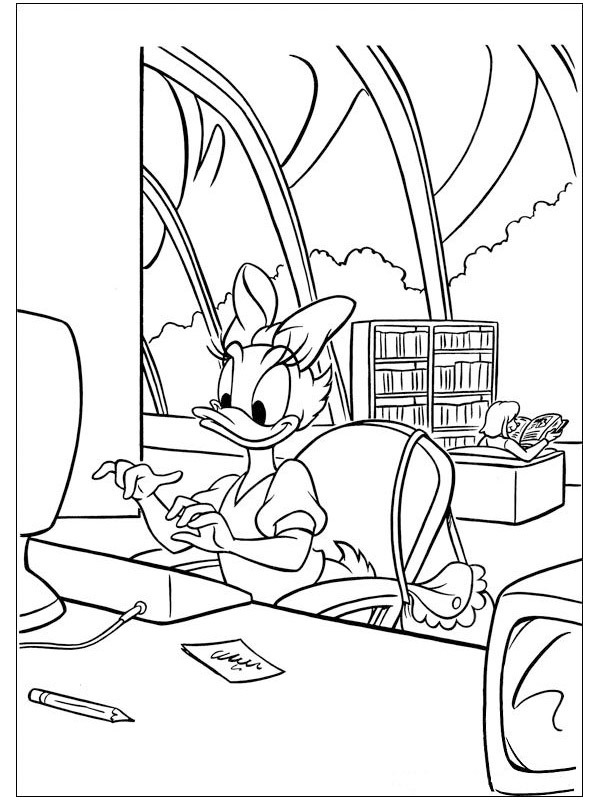 coloring page Daisy Duck in the office coloring page Daisy Duck in the office