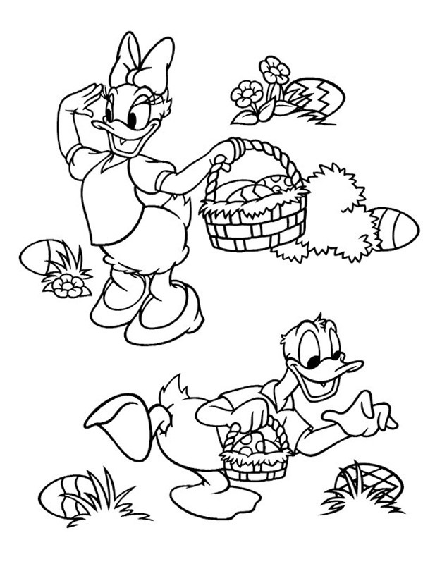 coloring page Daisy Duck and donald duck looking for easter eggs coloring page Daisy Duck and donald duck looking for easter eggs