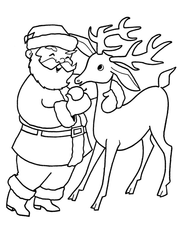 coloring page Santa's with one of his Reindeer coloring page Santa's with one of his Reindeer