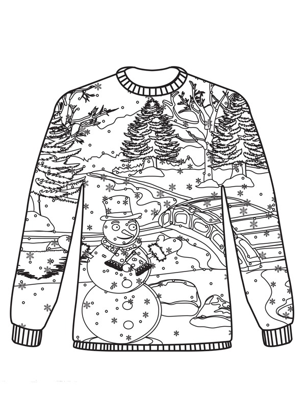 coloring page Christmas sweater snowman coloring page Christmas sweater snowman