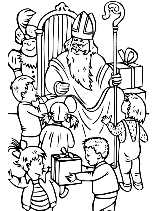 coloring page Kids with saint Nicolas coloring page Kids with saint Nicolas
