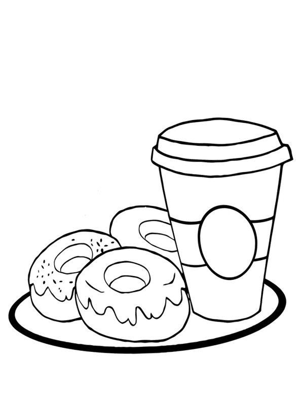 coloring page Coffee and Donut coloring page Coffee and Donut