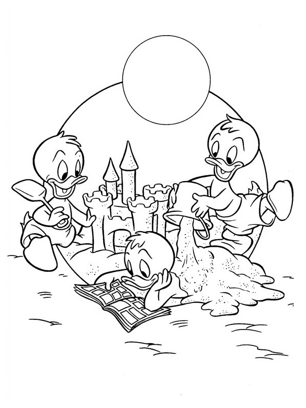 coloring page Huey Dewey and Louie make sandcastle coloring page Huey Dewey and Louie make sandcastle