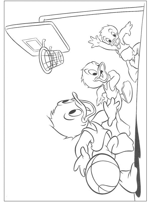 coloring page Huey, Dewey and Louie are Playing Basketball coloring page Huey, Dewey and Louie are Playing Basketball