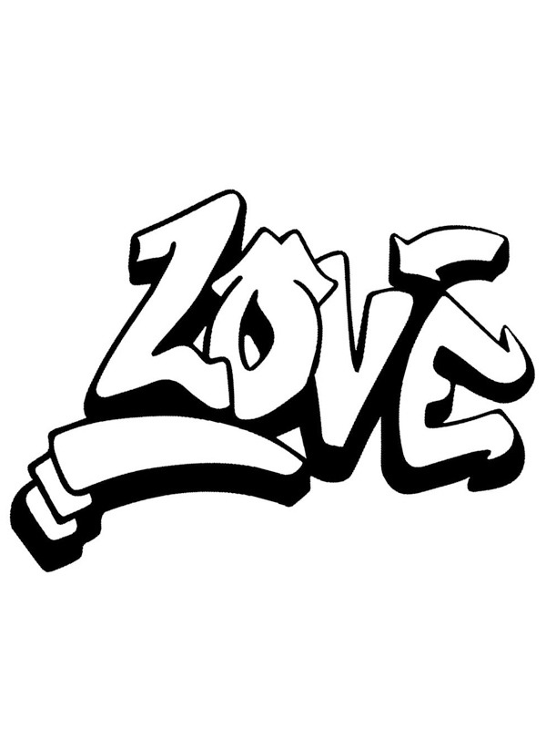 Love Graffiti Coloring Page 1001coloring Com