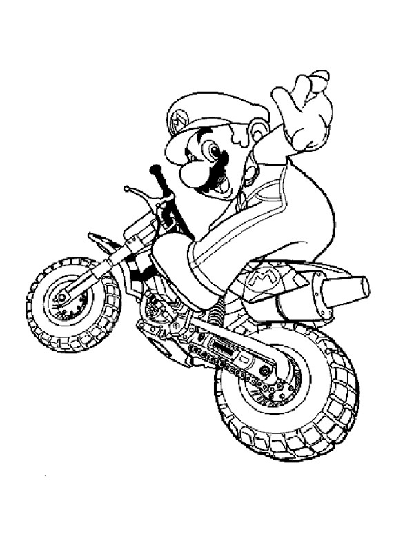 coloring page Mario on the motor coloring page Mario on the motor