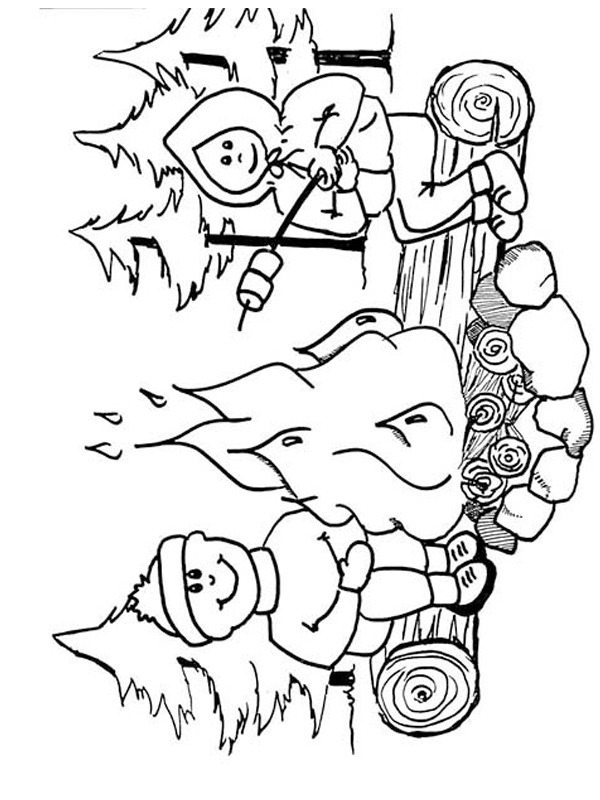 coloring page Marshmallow roasting coloring page Marshmallow roasting